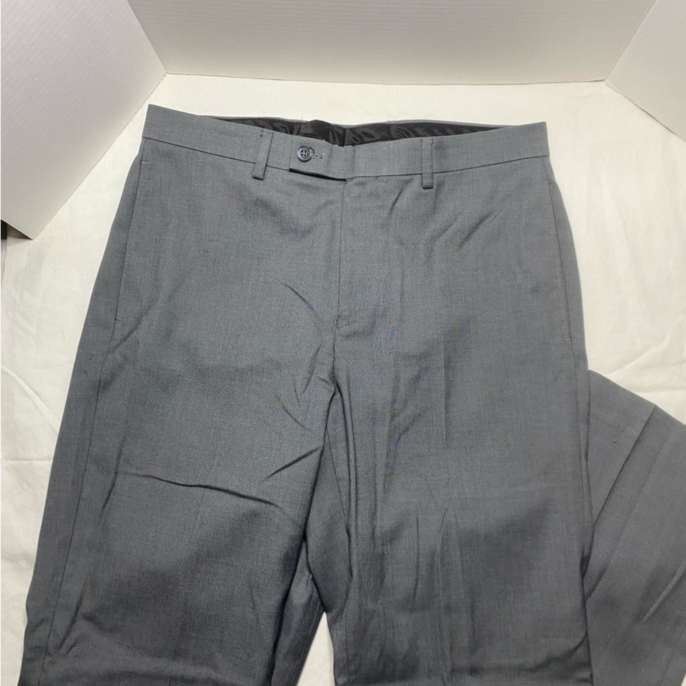 Calvin Klein Mens Flat Front Dress Pants Gray Grey Size 33X32